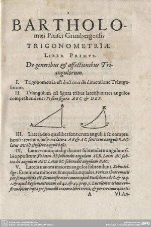 Liber Primus. De generibus et affectionibus Triangulorum.