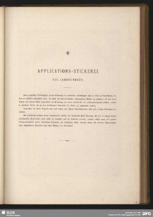 Applications-Stickerei. XVI. Jahrhundert