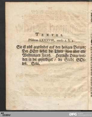 Textus. Psalmo LXXXVIII. versu 2. & 3.