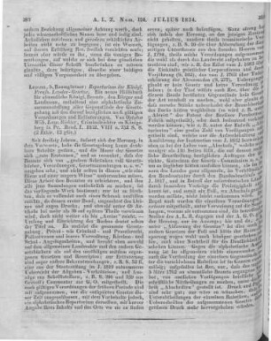 Richter, O. W. L.: Repertorium der Königlich Preußischen Landes-Gesetze. Leipzig: Baumgärtner 1832