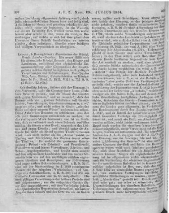 Richter, O. W. L.: Repertorium der Königlich Preußischen Landes-Gesetze. Leipzig: Baumgärtner 1832
