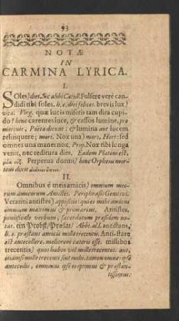 Notae In Carmina Lyrica.