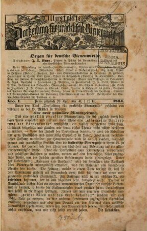 Illustrirte Dorfzeitung für pracktische Bienenzucht : Organ für deutsche Bienenwirte, 1864/65, Nr. 1 - 24