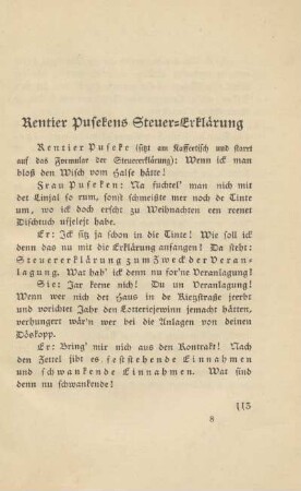 Rentier Pusekens Steuer-Erklärung