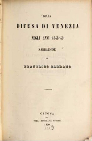 Della difesa di Venezia negli anni 1848-49 narrazione