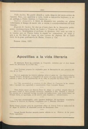 Apostillas a la vida literaria