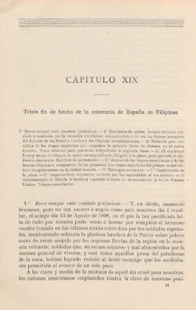 Capítulo XIX. Triste fin de hecho de la soberanía de Espana en Filipinas