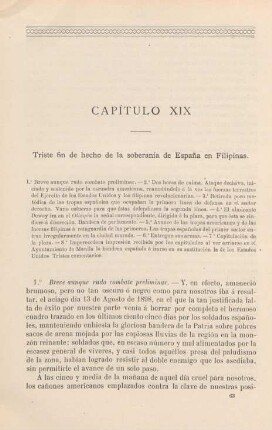 Capítulo XIX. Triste fin de hecho de la soberanía de Espana en Filipinas