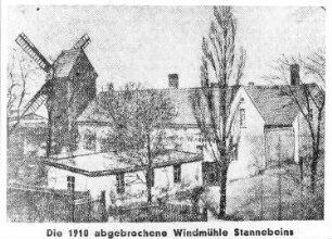 Leipzig-Schönefeld. Windmühle Stannebein, Bockmühle (1910 abgebrochen), Repro