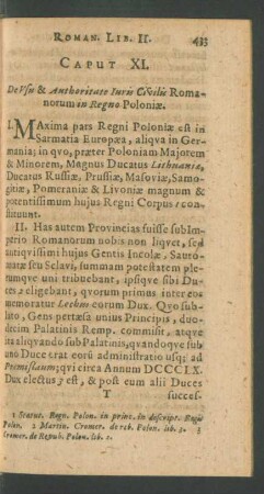 Caput XI. De Usu et Authoritate Juris Civilis Romanorum in Regno Poloniae.