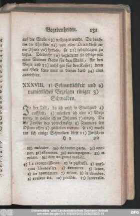 XXXVIII. Erkenntlichkeit und manierliches Bezeigen einiger Schwalben.