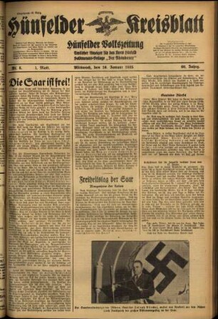 Erste Ausgabe vom Mittwoch, den 16. Januar 1935.