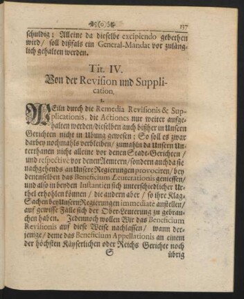 Tit. IV. Von der Revision und Supplication.
