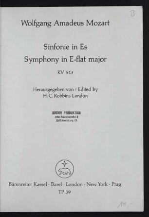 Sinfonie in Es : KV 543