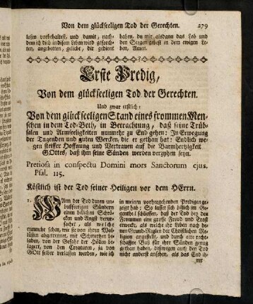 279-280, Pretiosa in conspectu Domini mors ...; Austheilung
