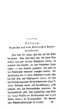 Notizen : Nachricht aus dem Baierischen Untermainkreise