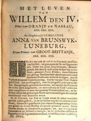 Het Leven Van Zyne Doorluchtige Hoogheid Willem Karel Hendrik Friso, Prince van Oranje en Nassau, enz. enz. enz. Erf-Stadhouder, Kapitein en Admiraal-Generaal der Vereenigde Nederlanden, enz. En Van Haare Koninglyke Hoogheid Anna van Brunswyk-Luneburg, Kroon Princes van Groot-Britannie. Hoogftdeszelfs Gemalinne : Behelzende een Verhaal Hunner Geboorte, Gevallen, Daaden, Regeering, Hoedanigheden, Heldendeugden, Dood en Begraaffenissen, enz., 3