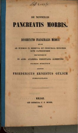 De nonnullis prancreatis morbis