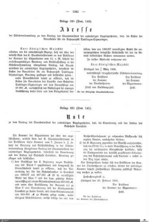 Beilagen zu Protokoll, 145. Sitzung