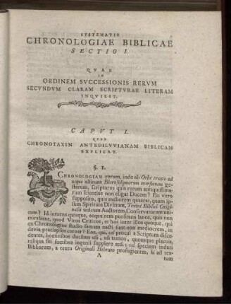 Sectio. I. Quae in Ordinem Successionis Reum Secundum Claram Scripturae Literam Inquirit.
