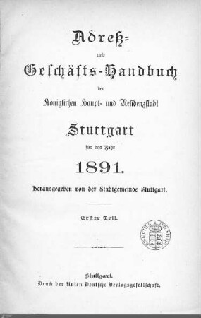 1891: Stuttgarter Adressbücher, 1891