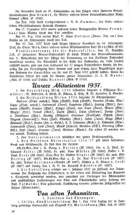 Unsere Abiturienten 1937.