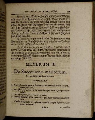 Membrum II. De Successione maritorum, Secundum Ius Saxonicum