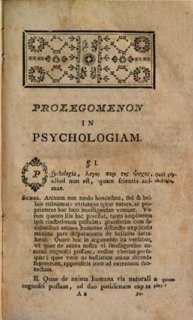 Institutiones metaphysicae : Libri 4, 3. Psychologia