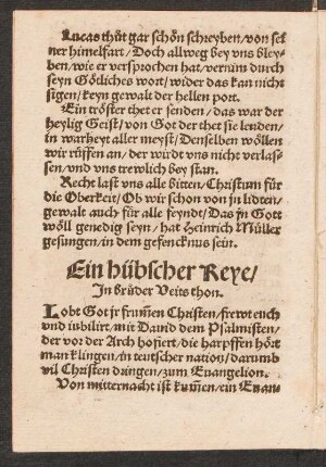 Ein hübscher Reye/ || Jn Bru°der Veits thon. ||
