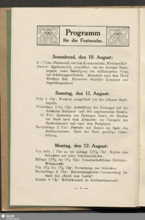 Programm für die Festwoche