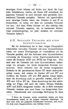 § 22. Rationale Tetraeder mit einer Symmetrieachse