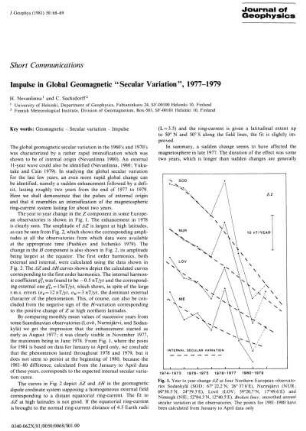 Impulse in global geomagnetic "secular variation", 1977 - 1979