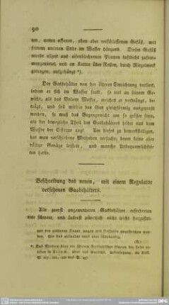 Beschreibung des neuen, mit einem Regulator versehenen Gasbehälters