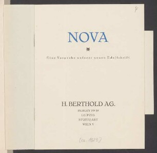 Nova : eine Vorprobe unserer neuen Edelschrift