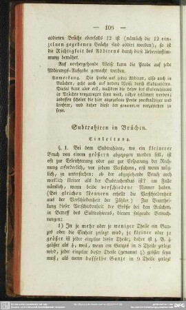 Subtrahiren in Brüchen