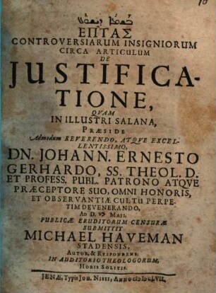 Heptas controversiarum insigniorum circa articulum de justificatione