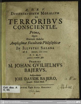 1: Dissertationum moralium de terroribus conscientiae, ...