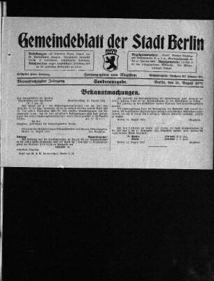 Sonderausgabe, 31. August 1923