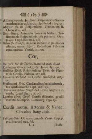 Cordis motus. Arteriae & Venae. Circulus Sangvinis.