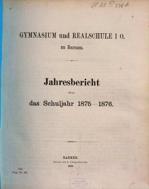 Jahresbericht : über das Schuljahr .... 1875/76