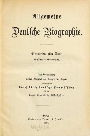 Allgemeine Deutsche Biographie, 41. Walram - Werdmüller