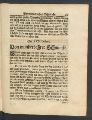 Der XXV. Discurs. Von wunderbahrer Schmincke.