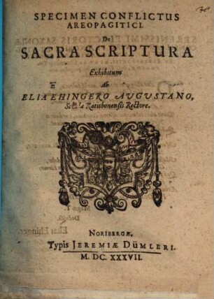 Specimen conflictus areopagitici de sacra Scriptura