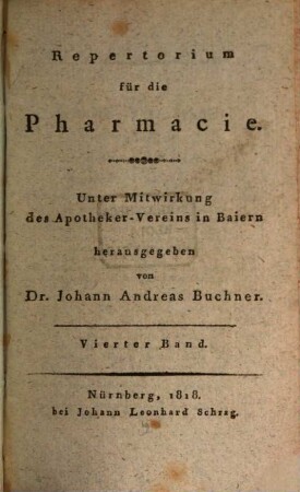 Repertorium für die Pharmacie, 4. 1818