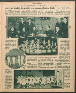 Un gran núcleo de acción y progreso: Racing Club : La vida de nuestras instituciones deportivas