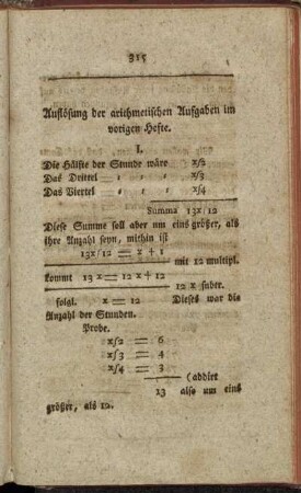 Auflösung der arithmetischen Aufgaben im vorigen Hefte. - Trilogogryphen.
