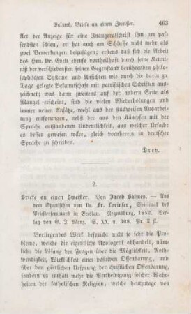 463-479 [Rezension] Balmes, Jaime Luciano, Briefe an einen Zweifler