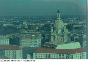 Dresden-Altstadt. Frauenkirche. Blick vom Rathausturm nach Norden
