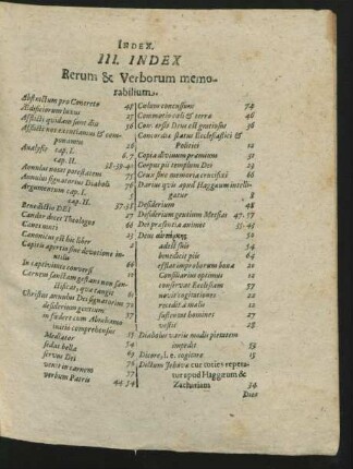 III. Index Rerum & Verborum