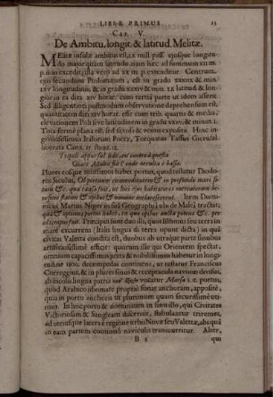 Cap. V. De Ambitu, longit. & latitud. Melitae